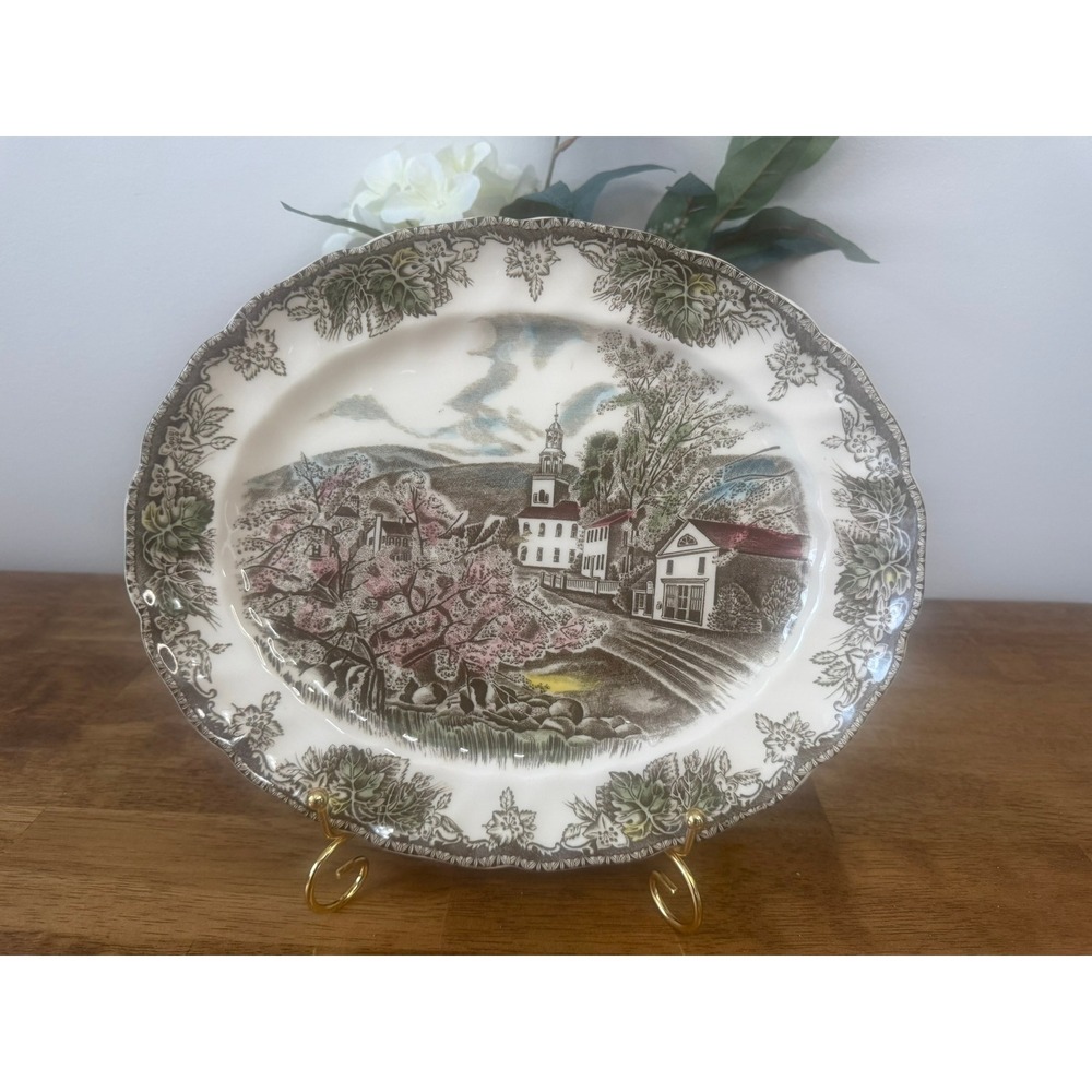 Vintage‎ Johnson Brothers Friendly Village Brown Village Green Oval Platter